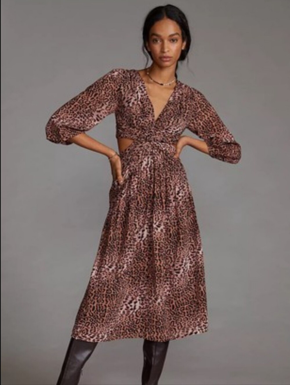 Ranna Gill Pink Leopard Print Maxi Dress
